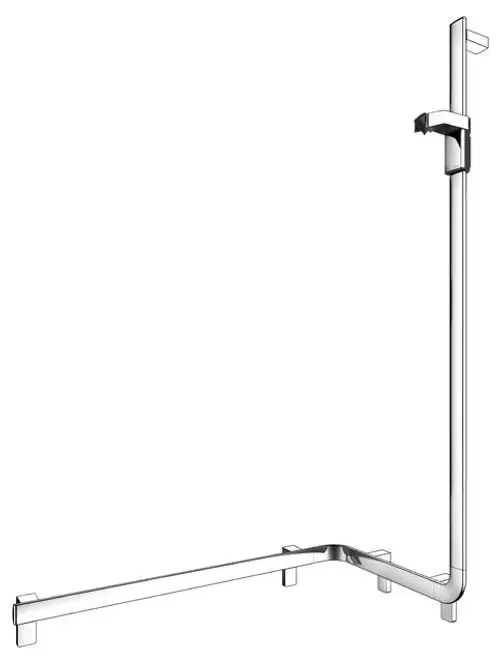 Duschhandlauf aus verchromtem Metall von Keuco, gestaltet für die Wandmontage, bietet Unterstützung in der Dusche. Steht in einem modernen Design.